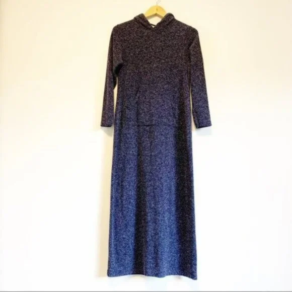 Constantin | Dresses | Vintage Blue Acrylic Blend Knitted Sweater Maxi Dress  With Hood Medium Size | Poshmark